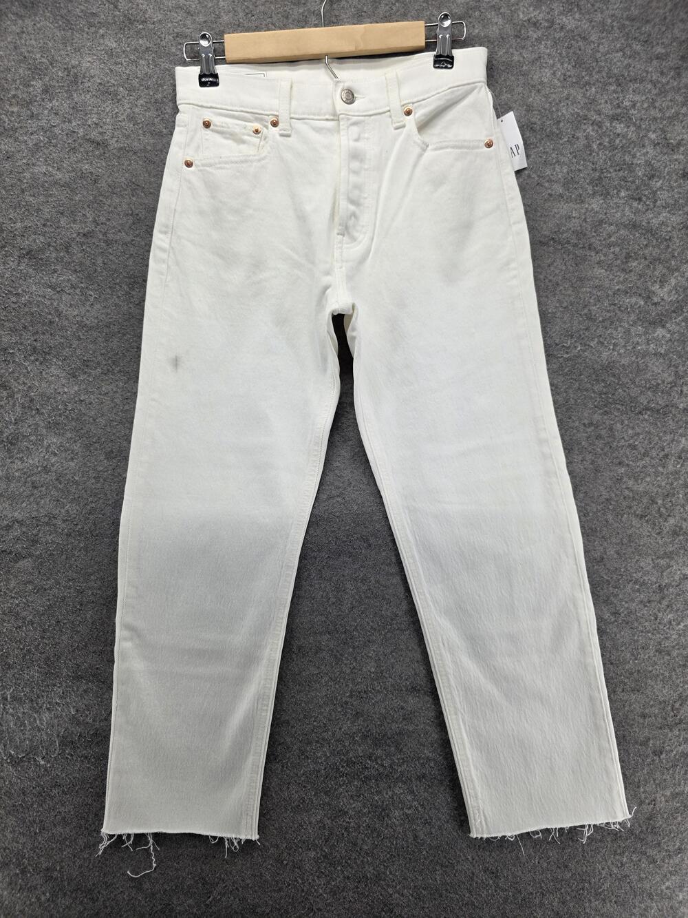 Gap Jeans Womens 4P White Cheeky Straight High Rise Crop Stretch 27 Inseam
